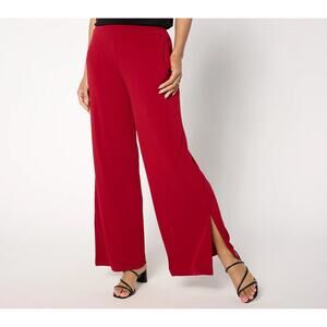 Susan Graver Every Day Womens Liquid Knit Wide Leg Ankle Pants Red Size 4X